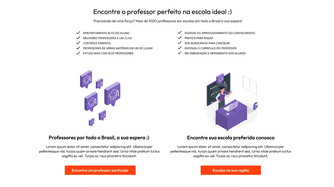 Componentes de paginação, checkboxes, radio buttons, lista de resultados e toasts de notificação do LOGOS