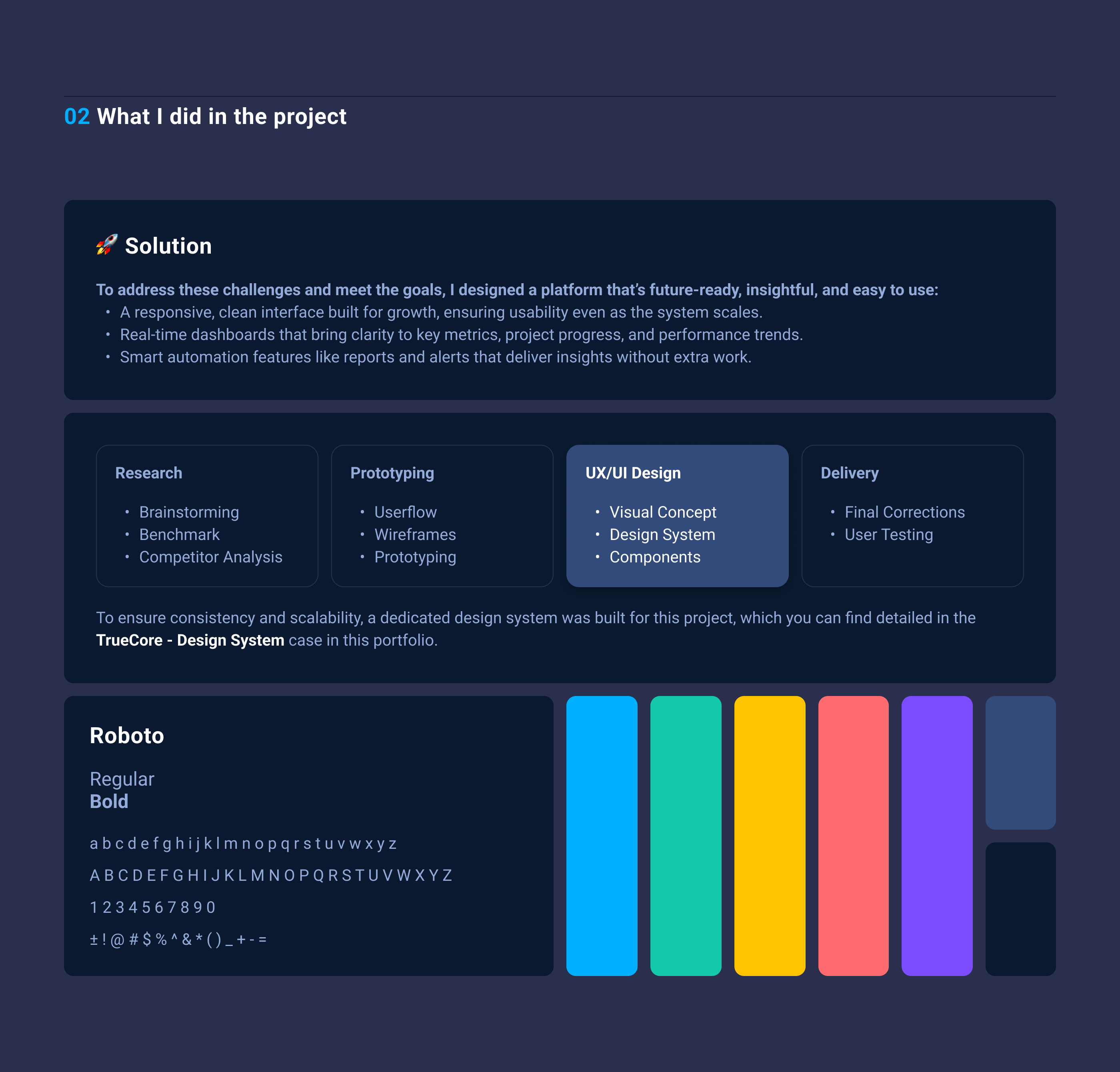Página de projetos da TrueValue com listagem de contas e detalhe do projeto Klabin com orçamento, horas e visualização de custo